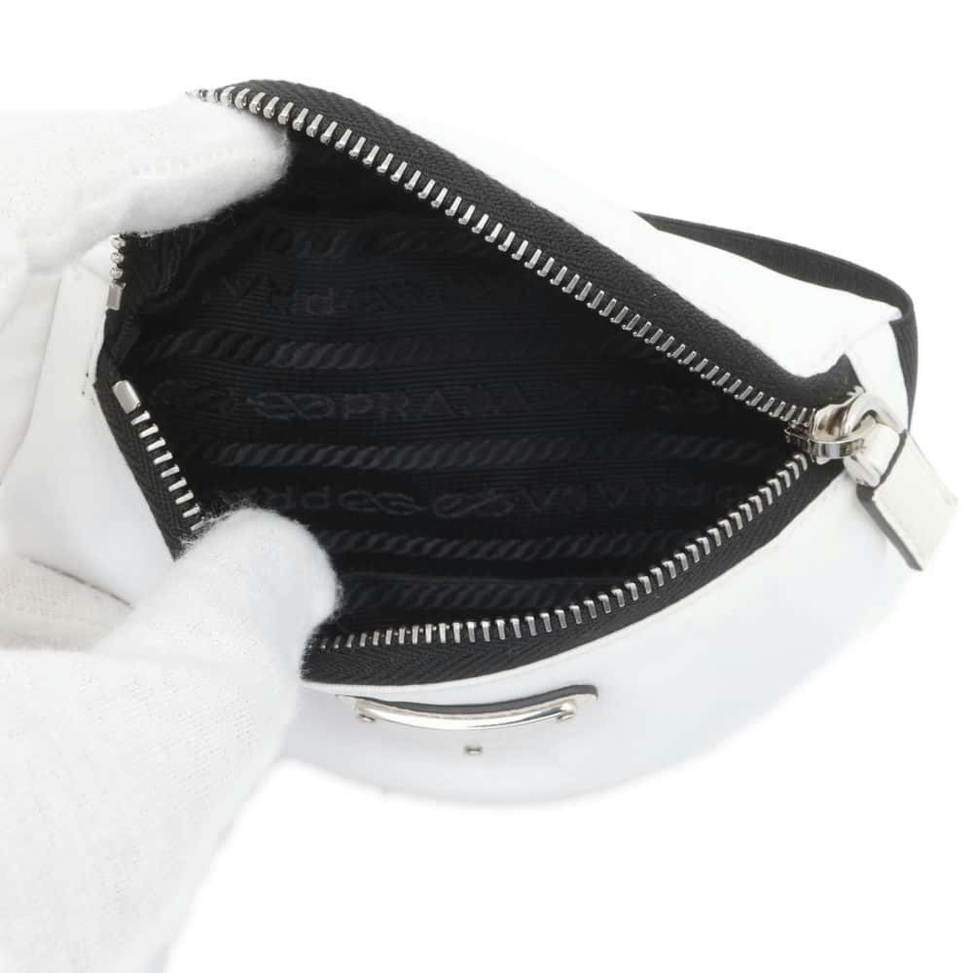 Prada Pouch Wristband Nylon 1TT095 PRADA White Black