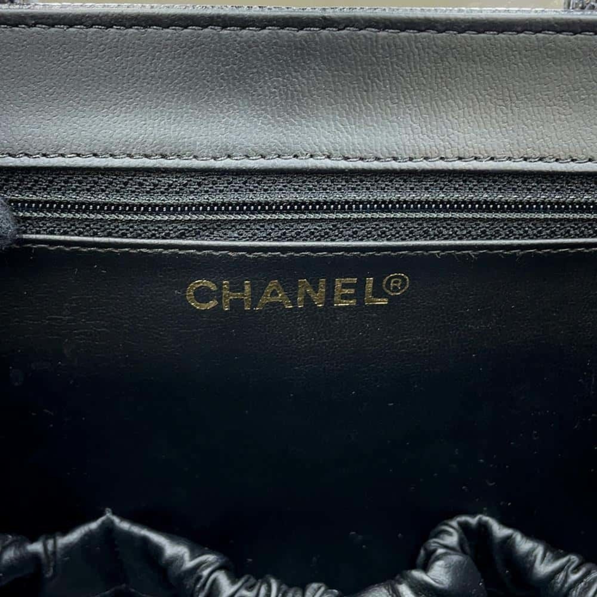 Chanel Vanity Bag Coco Mark Caviar Skin A01999 CHANEL Pouch 2way Shoulder Black