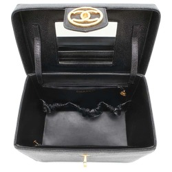 Chanel Vanity Bag Coco Mark Caviar Skin A01999 CHANEL Pouch 2way Shoulder Black