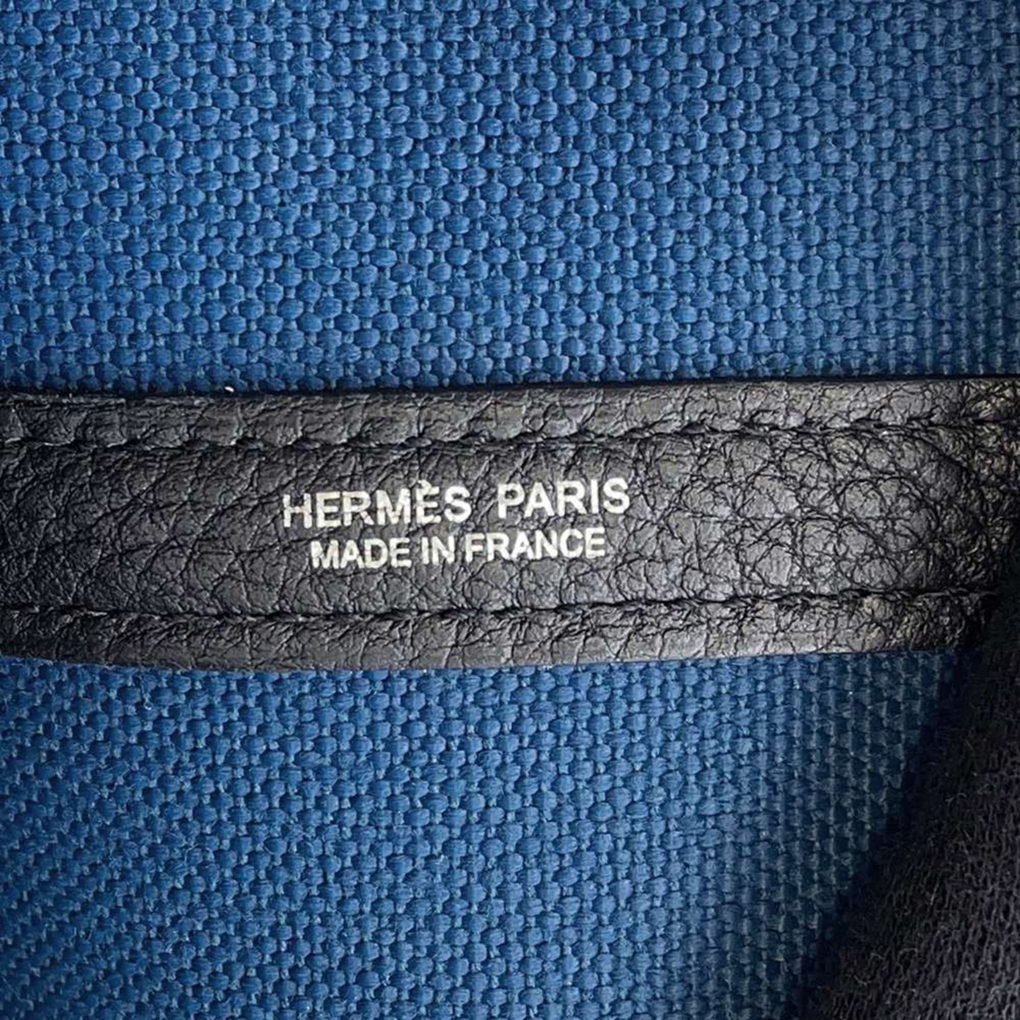 Hermes Tote Bag Garden PM Deep Blue Black Toile Military Negonda D Stamp