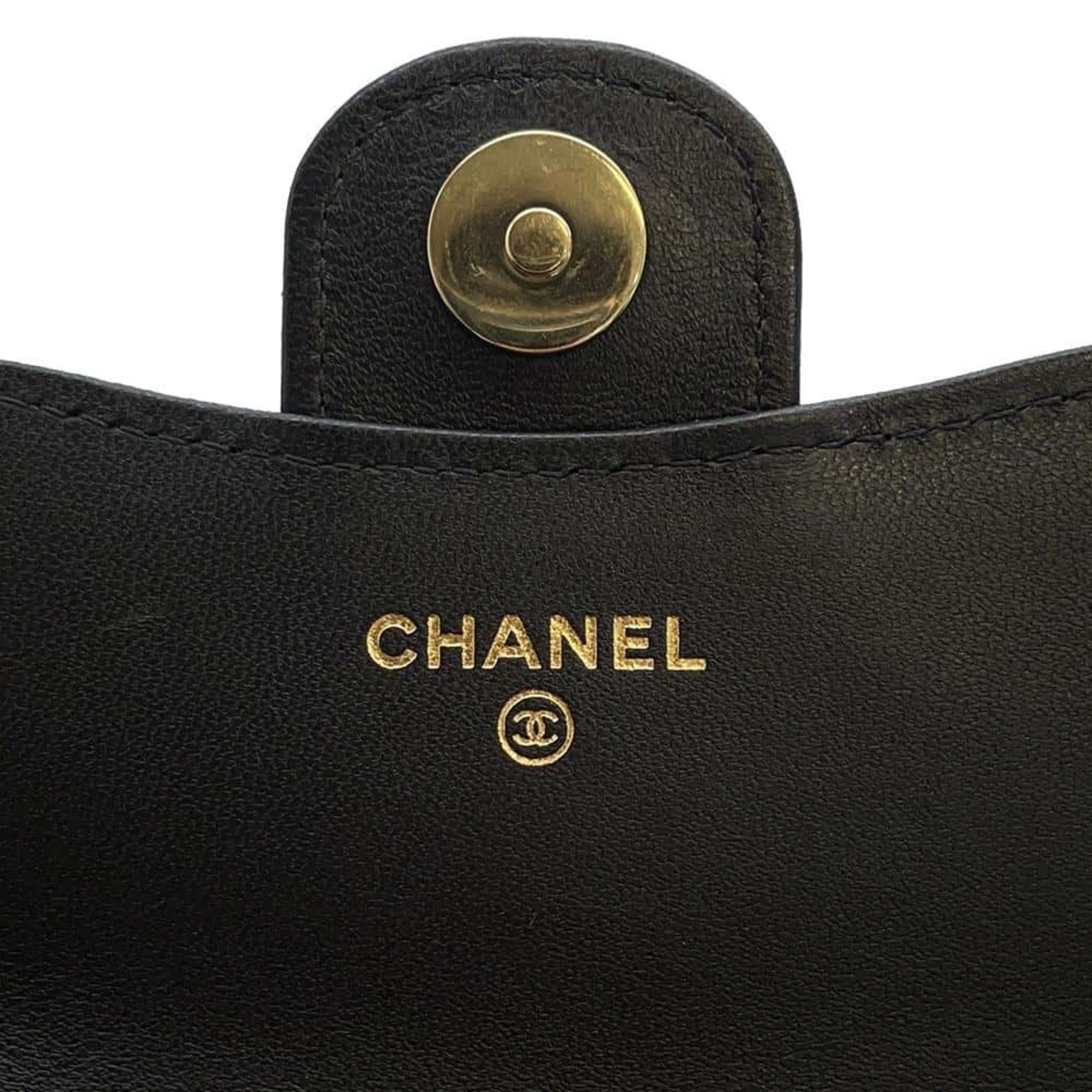 Chanel Chain Phone Case Matelasse Coco Mark Lambskin Patent AP3559 CHANEL Black