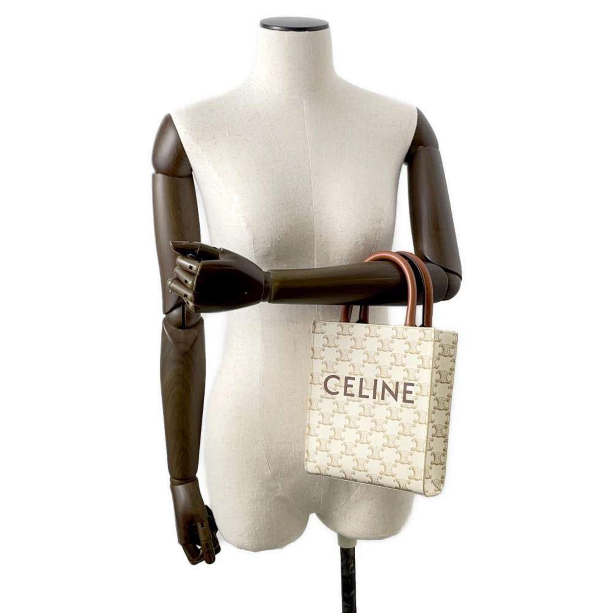 Celine Handbag Triomphe Vertical Cabas 194372 CELINE 2way Shoulder Bag White