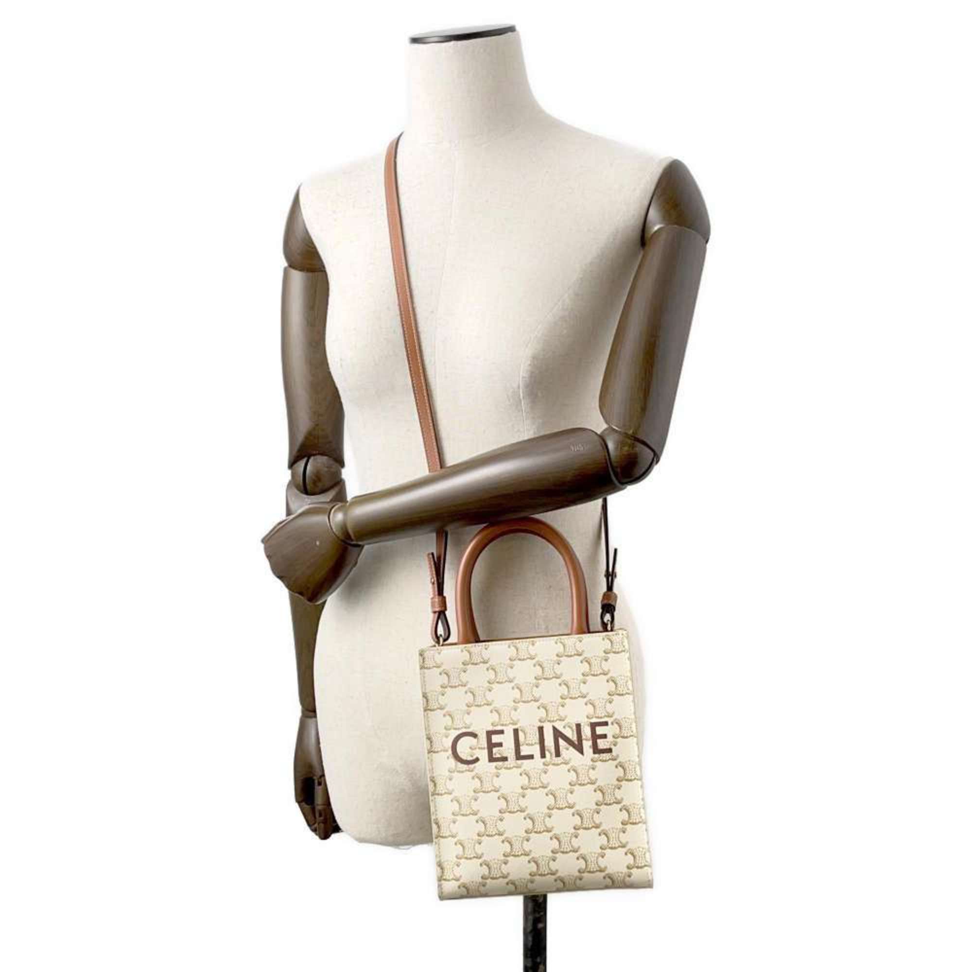 Celine Handbag Triomphe Vertical Cabas 194372 CELINE 2way Shoulder Bag White