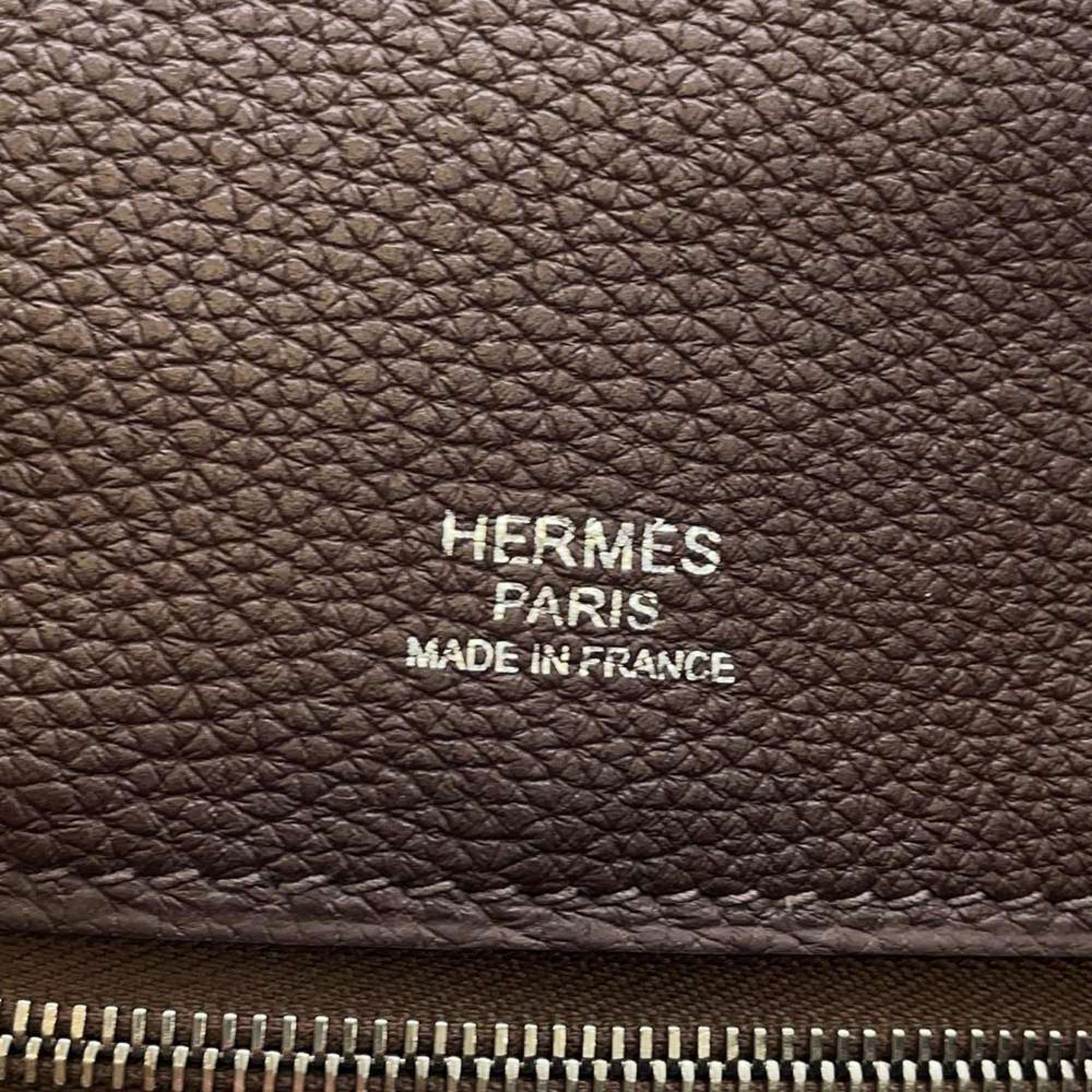 Hermes Shoulder Bag City News Ebène Black Togo D Stamp Men's