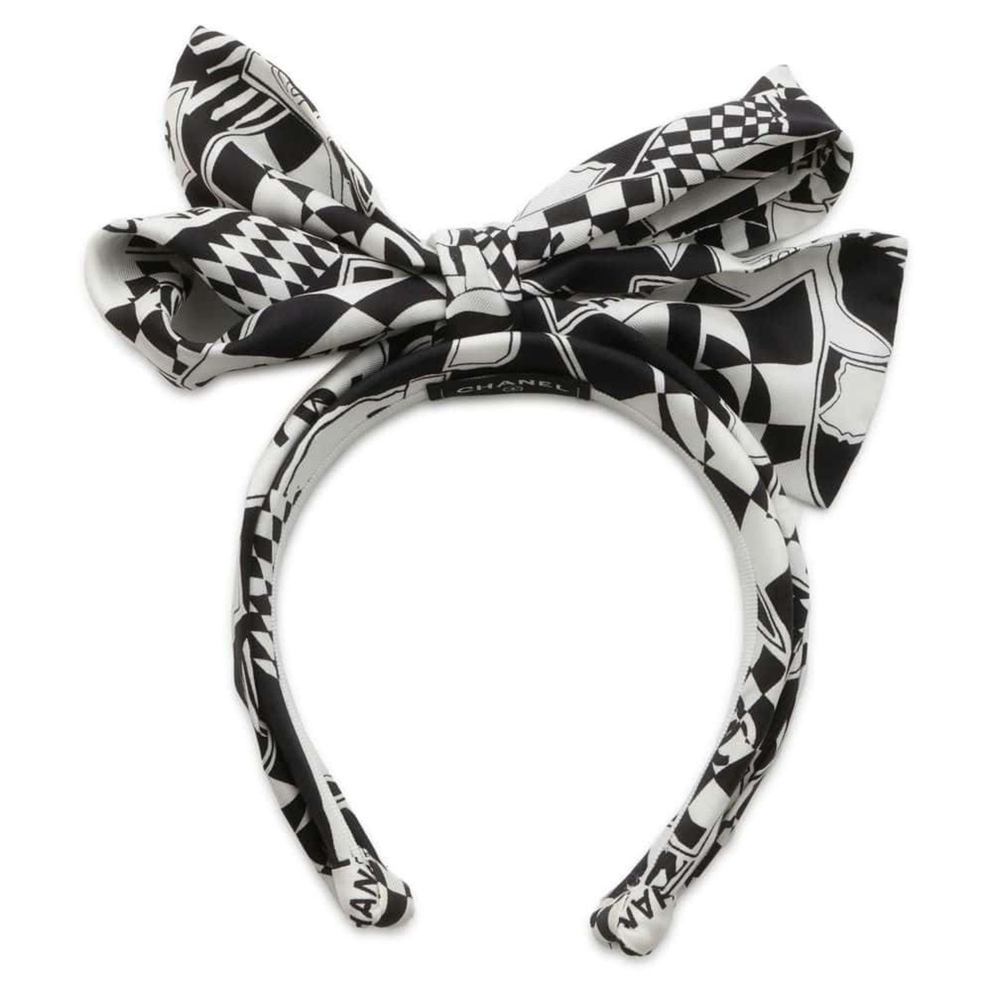 Chanel headband Coco mark silk CHANEL hair black white