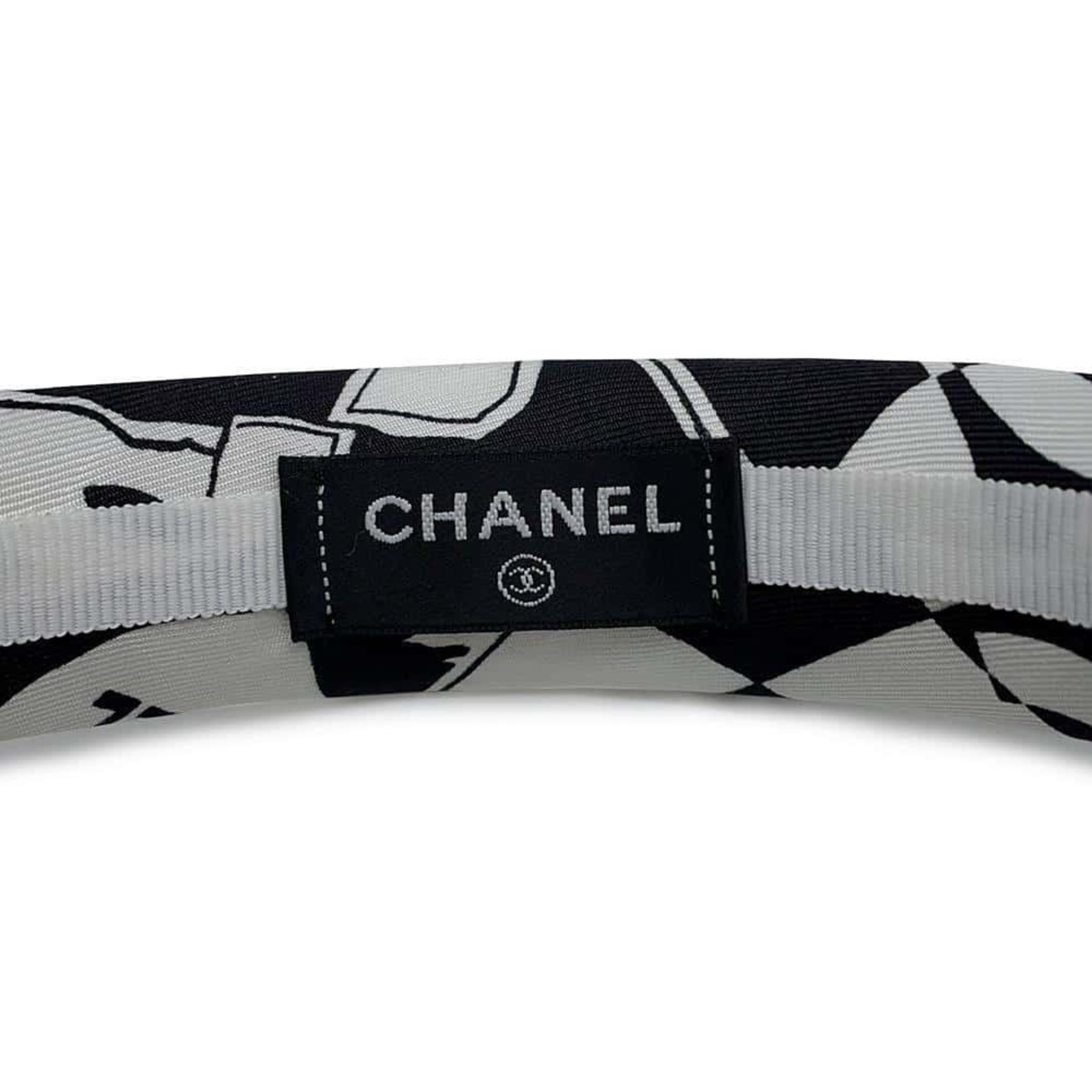 Chanel headband Coco mark silk CHANEL hair black white