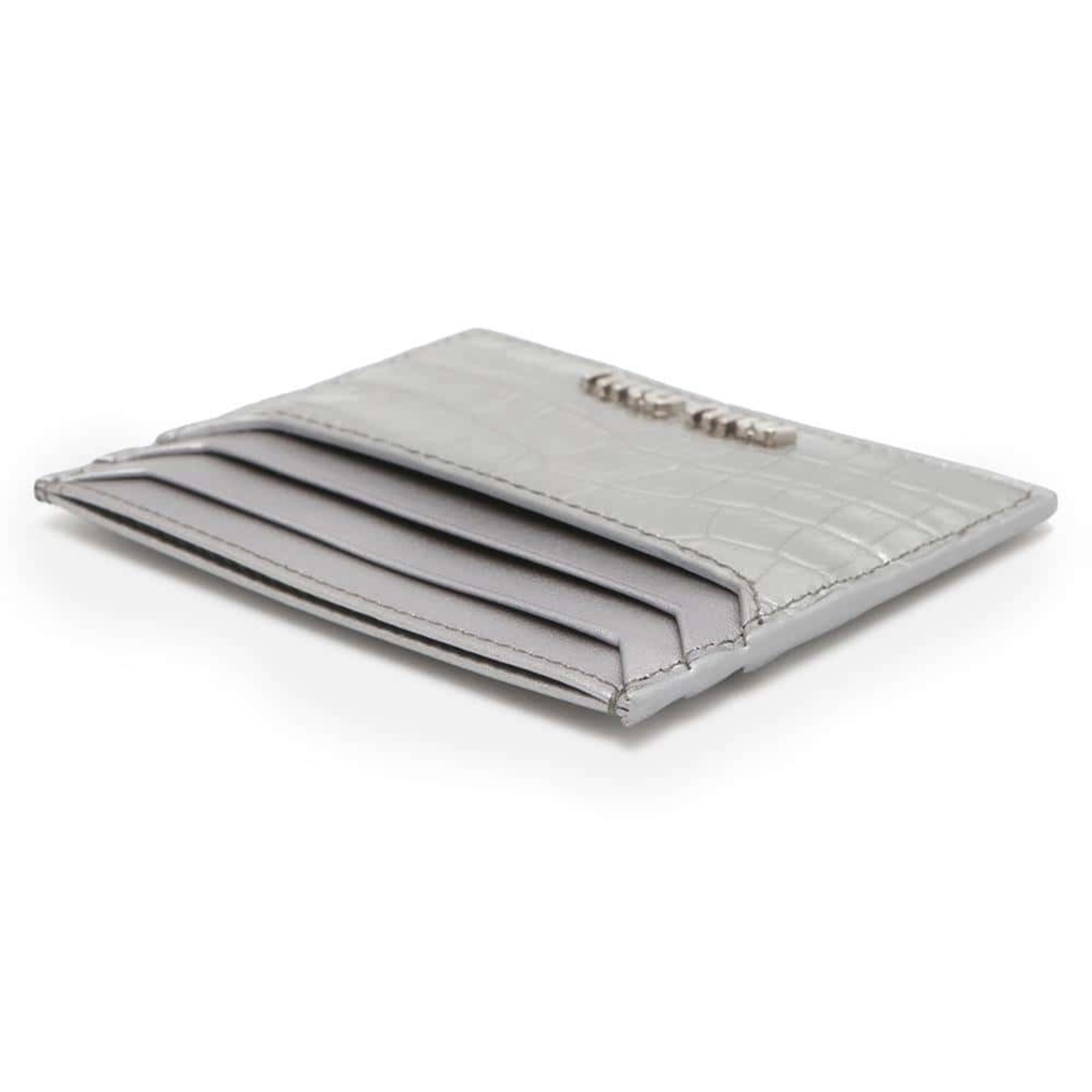 Miu Miu Miu Business Card Holder/Card Case Embossed Leather Wallet