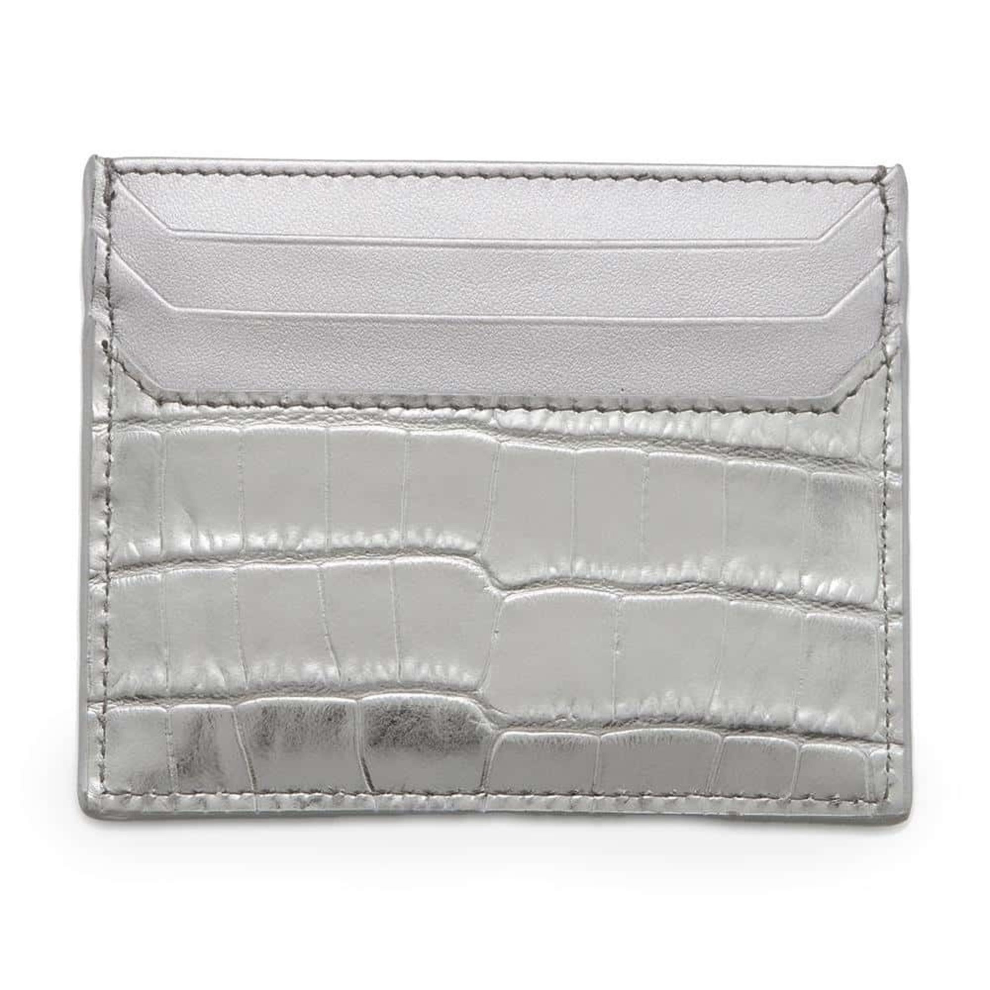 Miu Miu Miu Business Card Holder/Card Case Embossed Leather Wallet