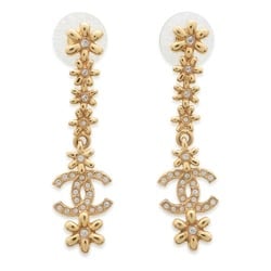 Chanel earrings Coco mark flower rhinestone I23A CHANEL