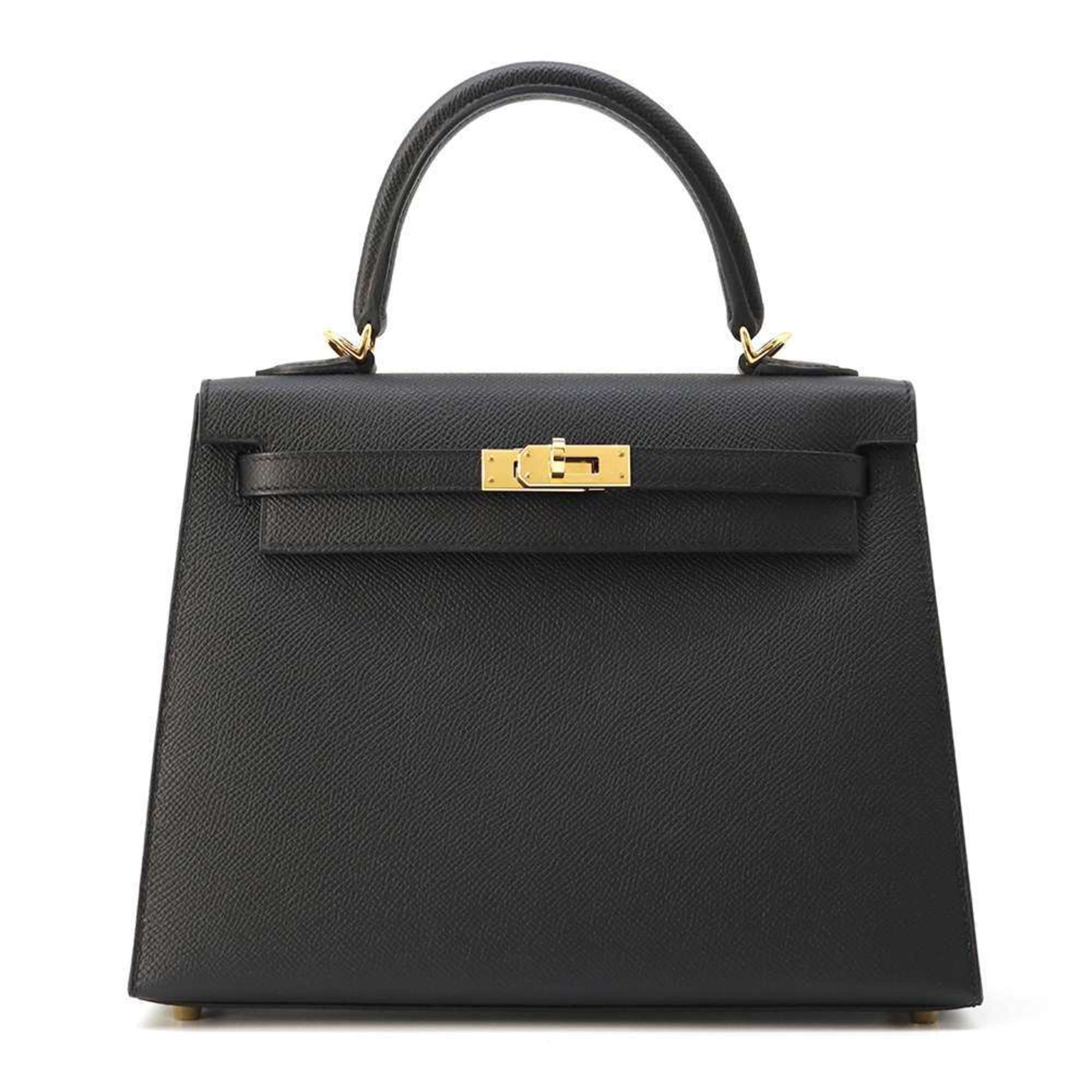 Hermes handbag Kelly 25, outer stitching, black, Epson, B stamp, 2-way shoulder, black