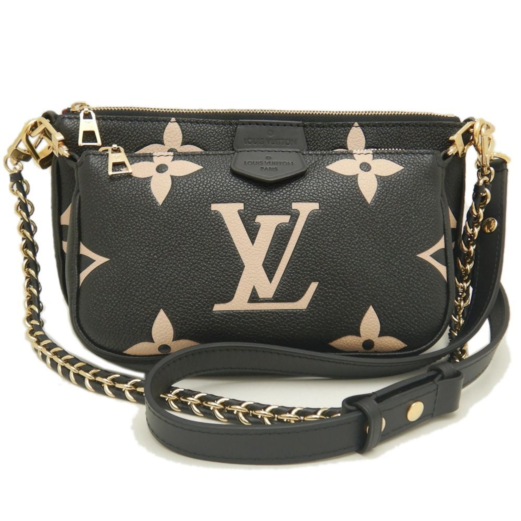 LOUIS VUITTON Louis Vuitton Bicolor Monogram Empreinte Multi Pochette Accessoires M45777 Shoulder Bag Black Cream 252166