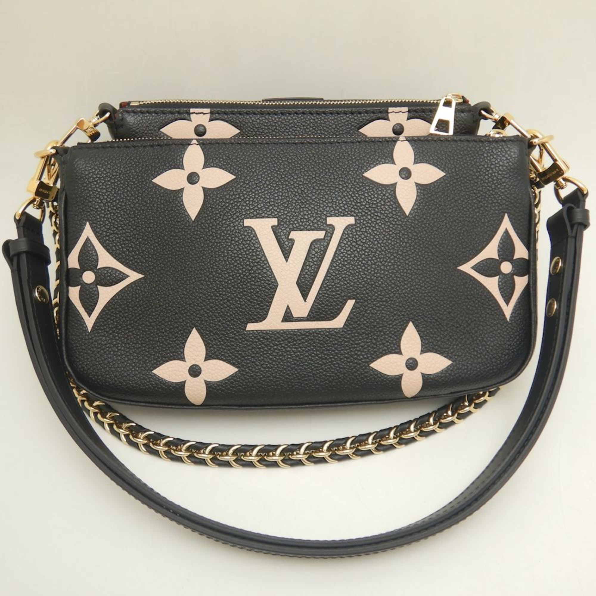 LOUIS VUITTON Louis Vuitton Bicolor Monogram Empreinte Multi Pochette Accessoires M45777 Shoulder Bag Black Cream 252166