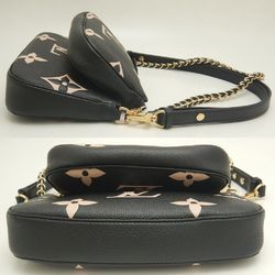 LOUIS VUITTON Louis Vuitton Bicolor Monogram Empreinte Multi Pochette Accessoires M45777 Shoulder Bag Black Cream 252166