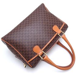 CELINE Handbag Macadam Coated Canvas x Leather Brown 351740