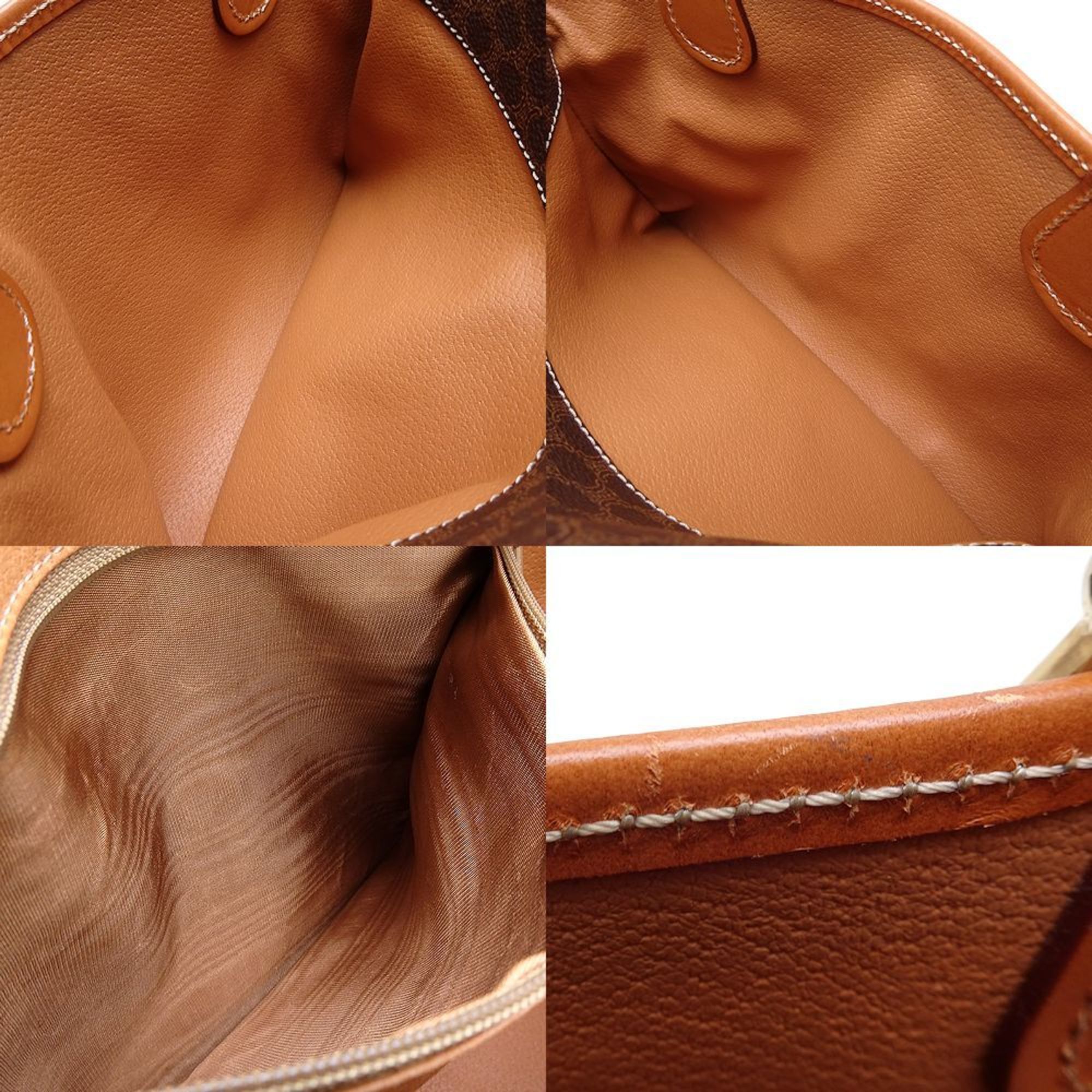 CELINE Handbag Macadam Coated Canvas x Leather Brown 351740