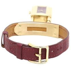 HERMES Kelly Watch KE1.201 〇T Engraved GP (Gold Plated) x Leather Women's 130273 Wristwatch