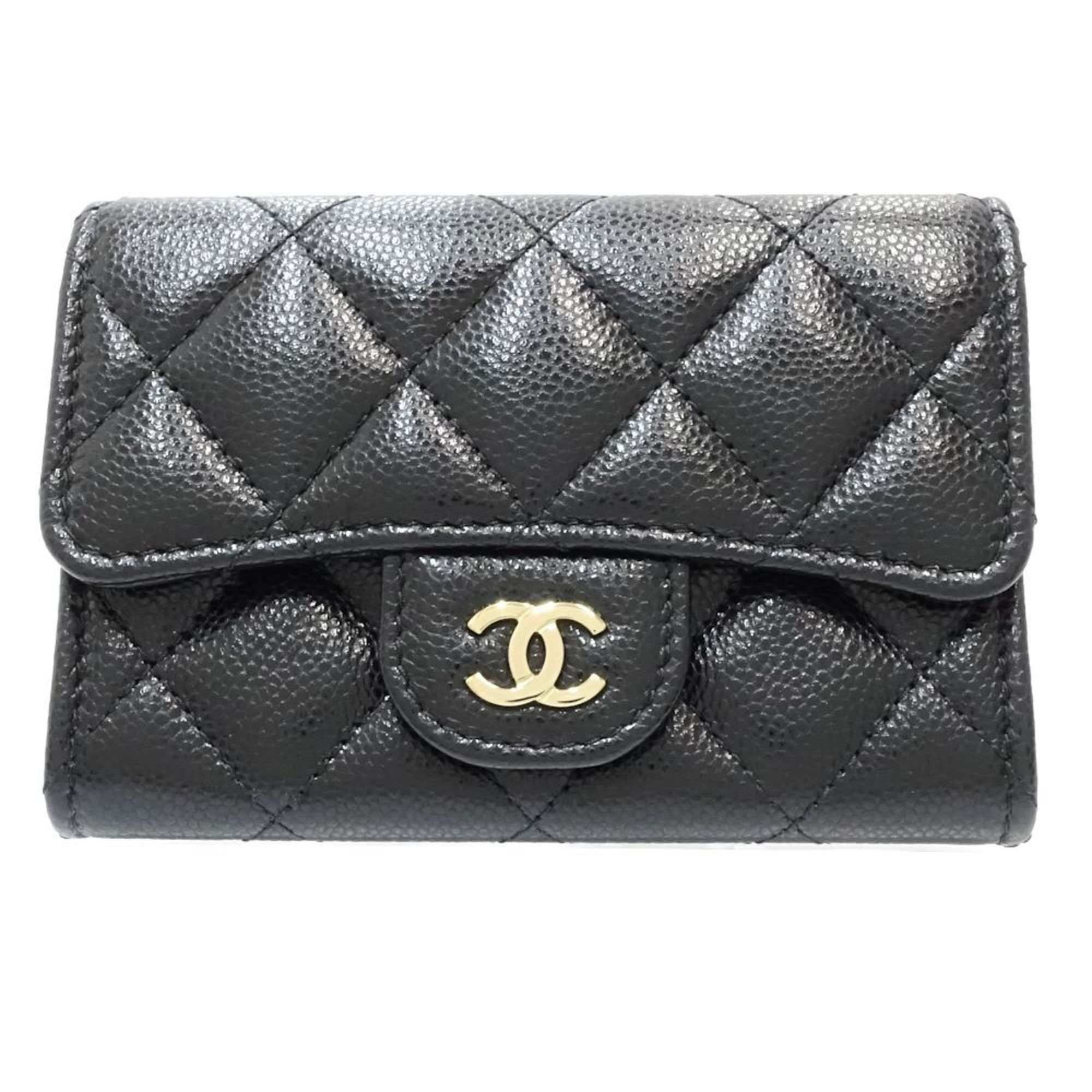 CHANEL Chanel Wallet/Coin Case AP4096 Classic Flap Coin Purse Matelasse Coco Mark Caviar Skin Black 180776 ☆