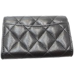 CHANEL Chanel Wallet/Coin Case AP4096 Classic Flap Coin Purse Matelasse Coco Mark Caviar Skin Black 180776 ☆