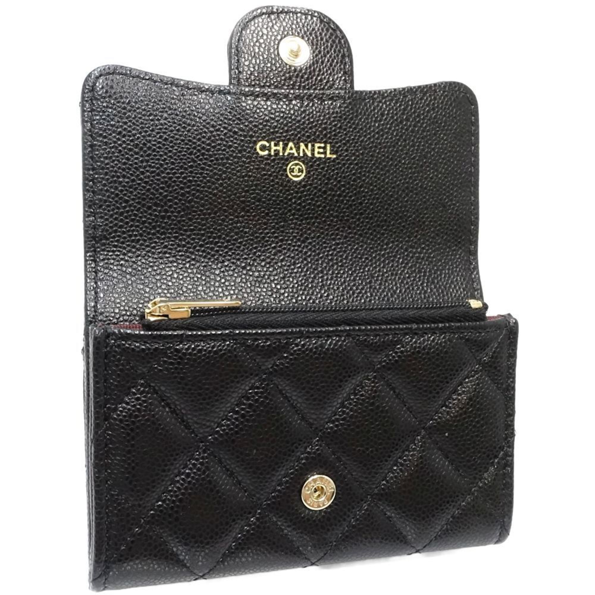 CHANEL Chanel Wallet/Coin Case AP4096 Classic Flap Coin Purse Matelasse Coco Mark Caviar Skin Black 180776 ☆