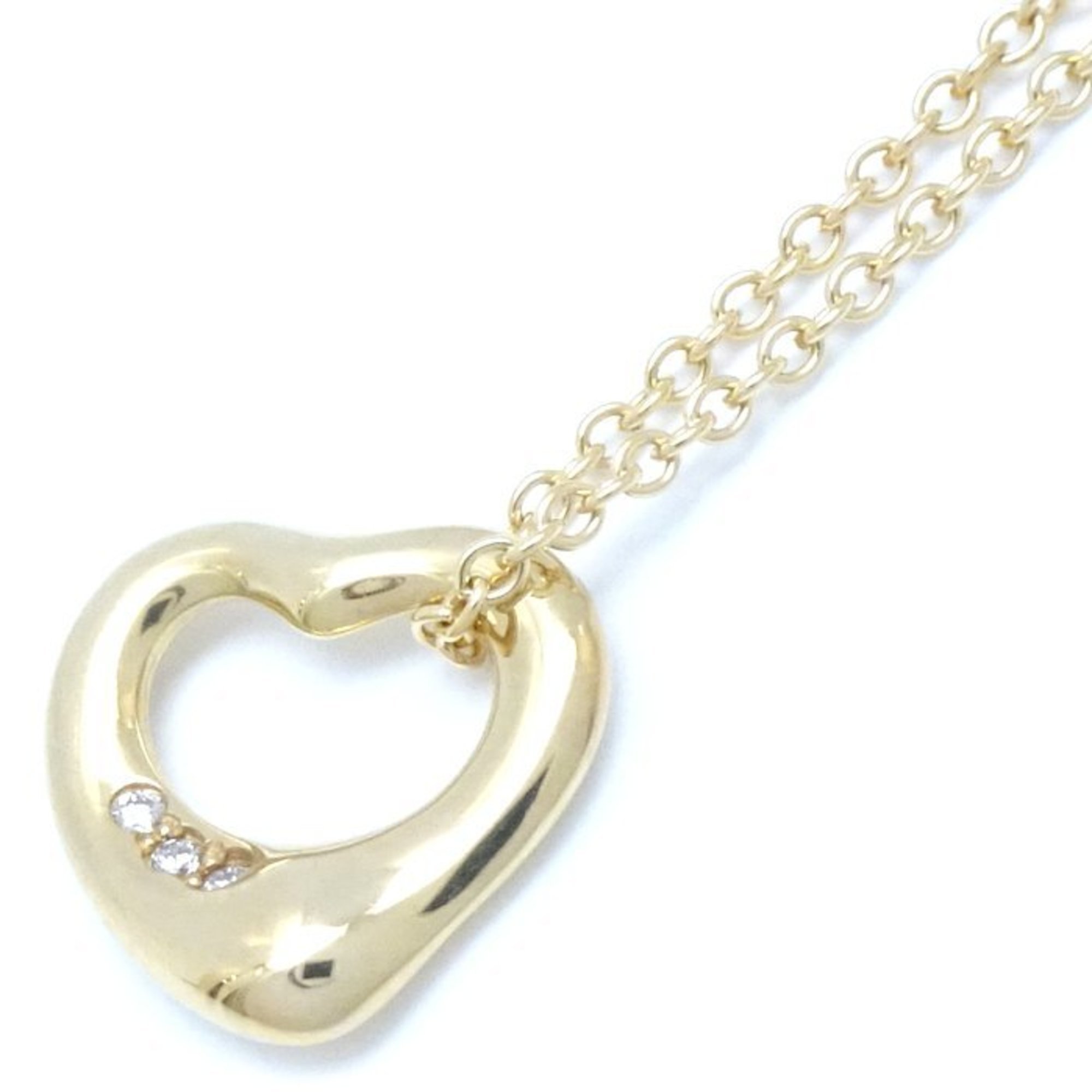 TIFFANY&Co. Tiffany Heart Necklace 3P Diamond 11mm Elsa Peretti K18YG Yellow Gold 292486