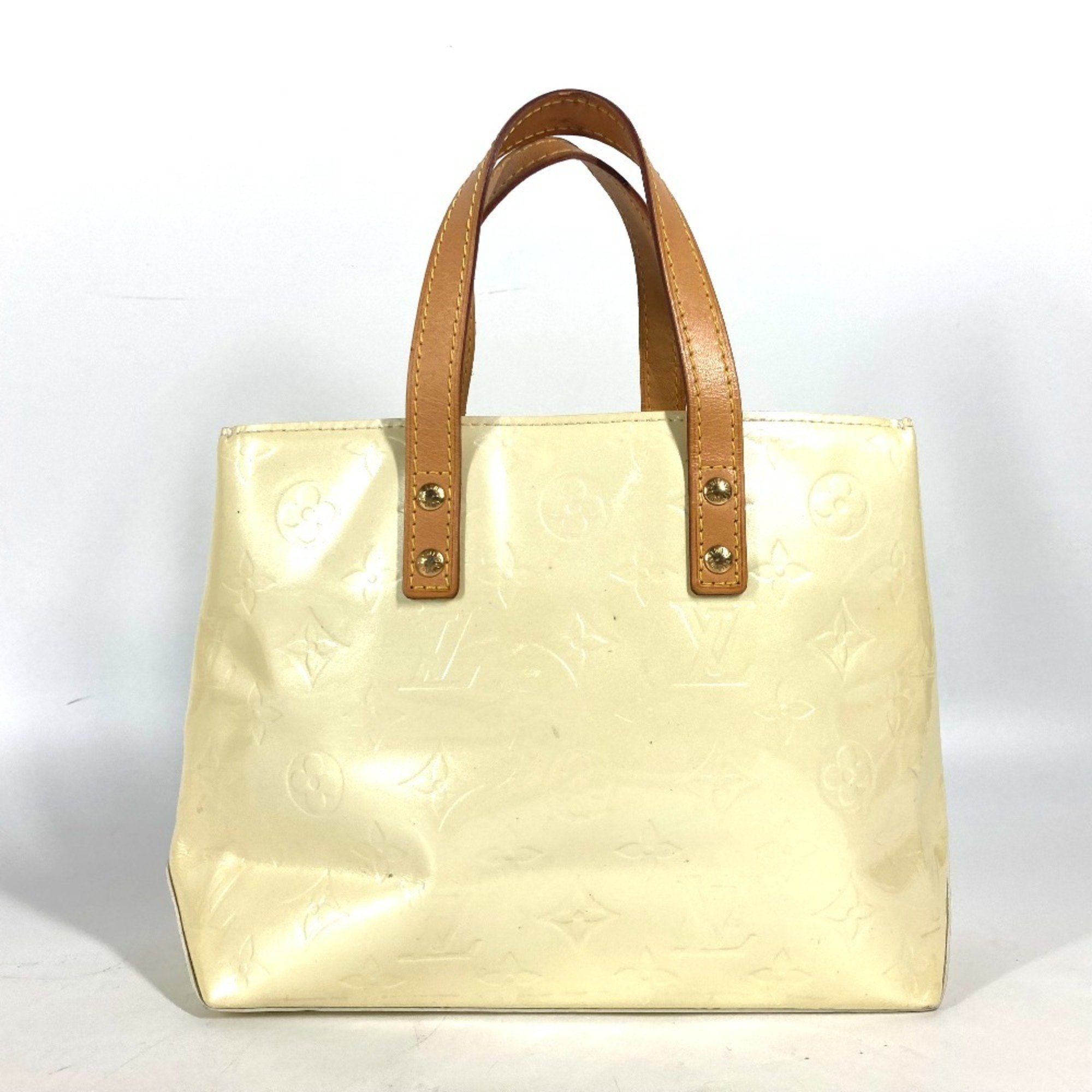 LOUIS VUITTON M91336 Monogram Vernis Reed PM Handbag Ladies Pearl White