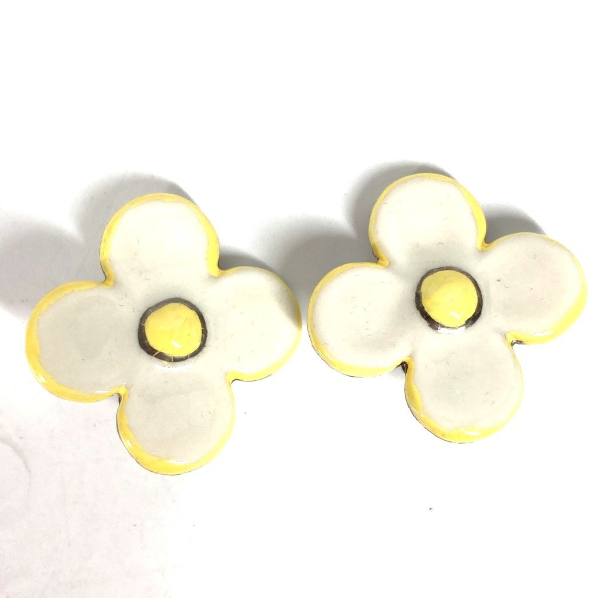 LOUIS VUITTON Louis Vuitton Flower Earrings Ceramic Women's White