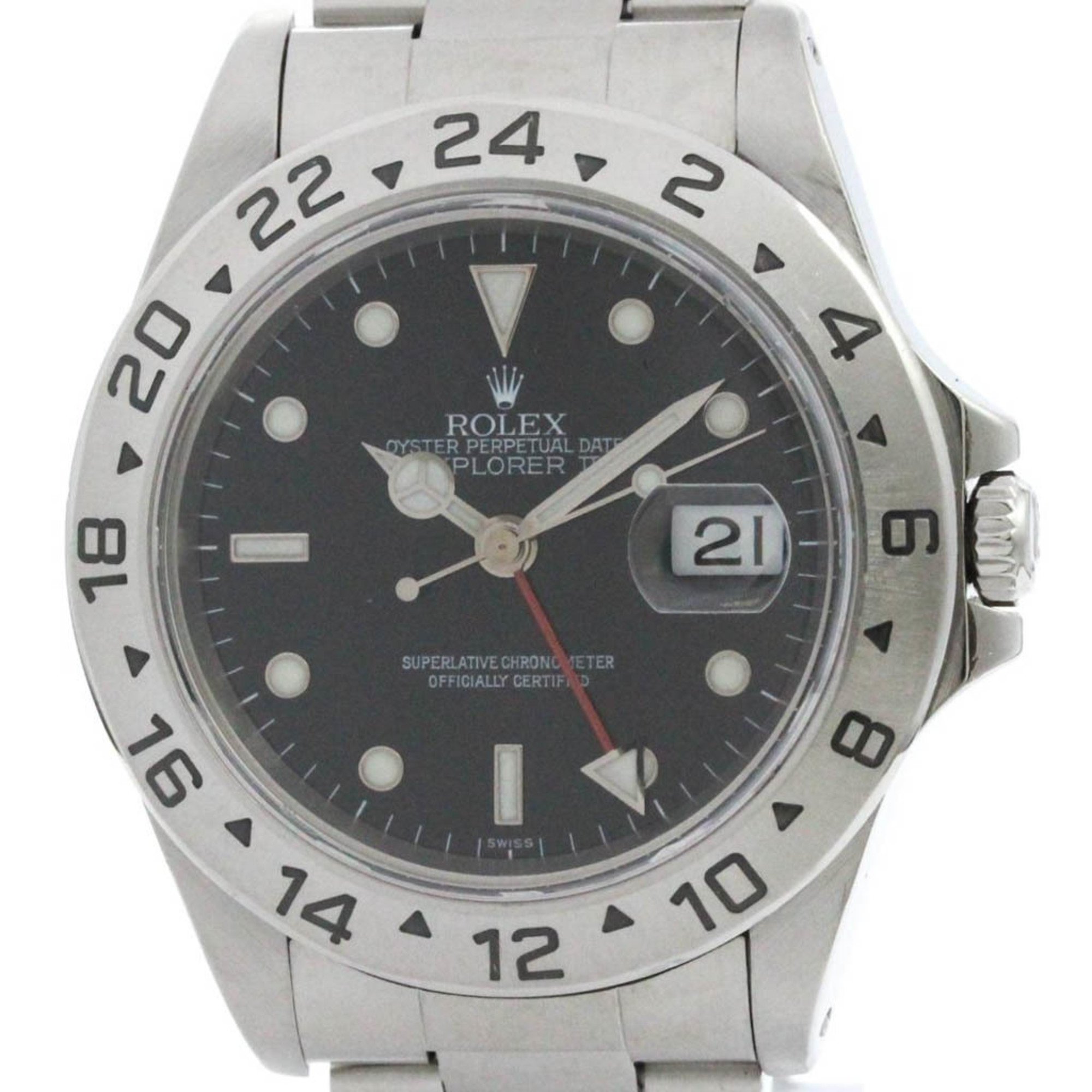 Polished ROLEX Explorer II 16570 U Serial Steel Automatic Mens Watch BF576488