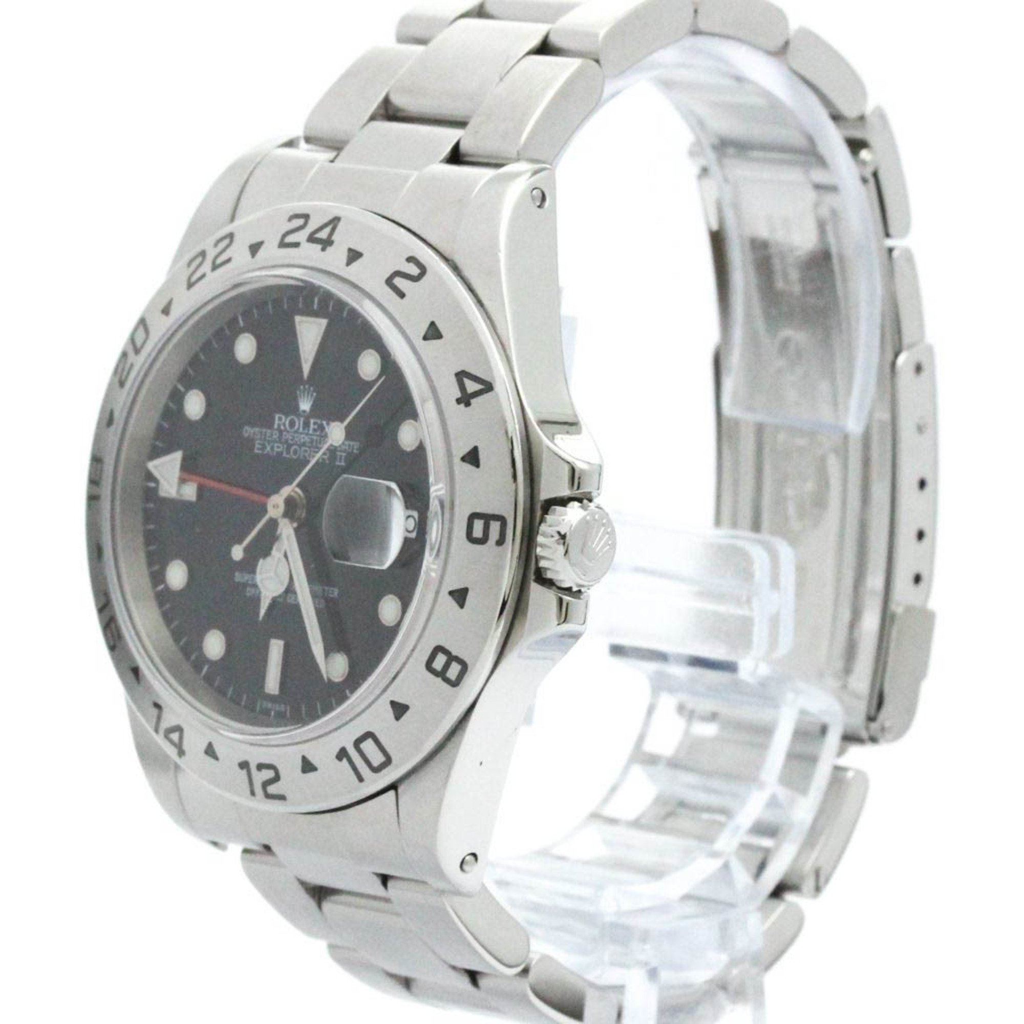 Polished ROLEX Explorer II 16570 U Serial Steel Automatic Mens Watch BF576488