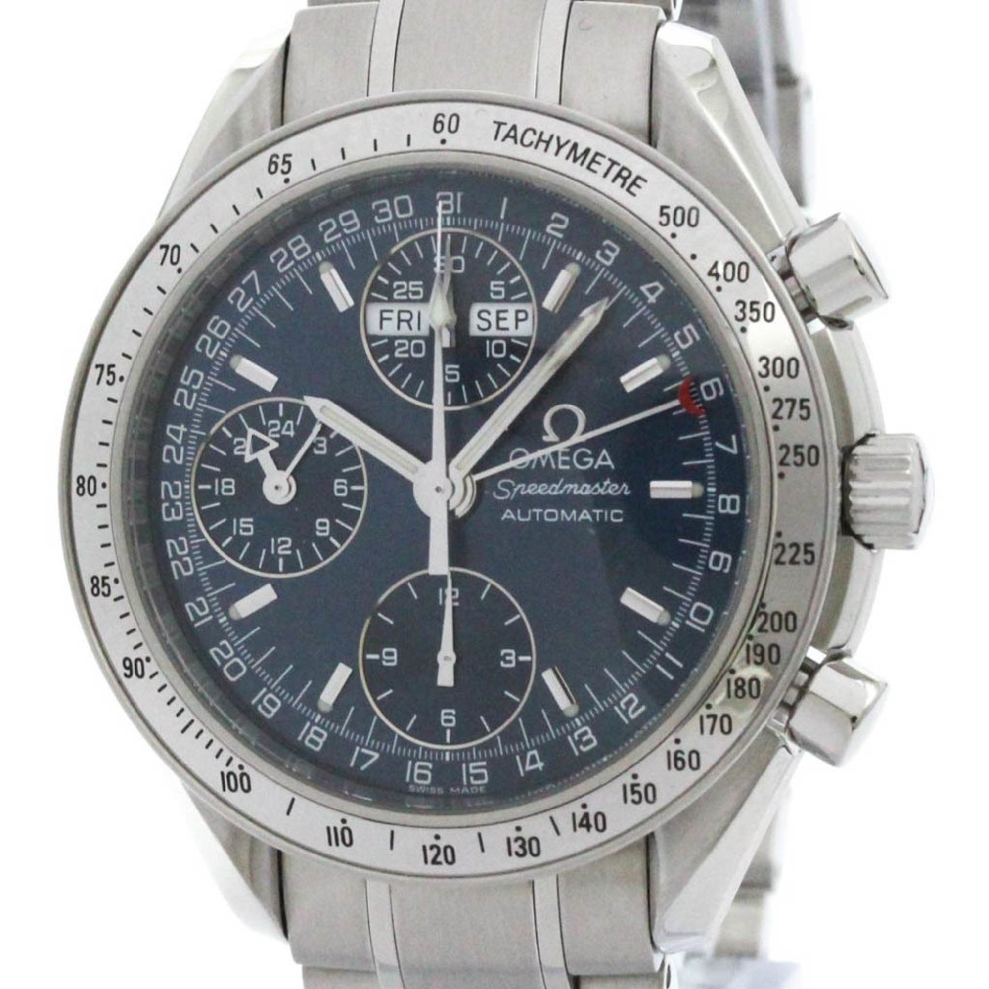 Polished OMEGA Speedmaster Triple Date Steel Automatic Watch 3523.80 BF571704