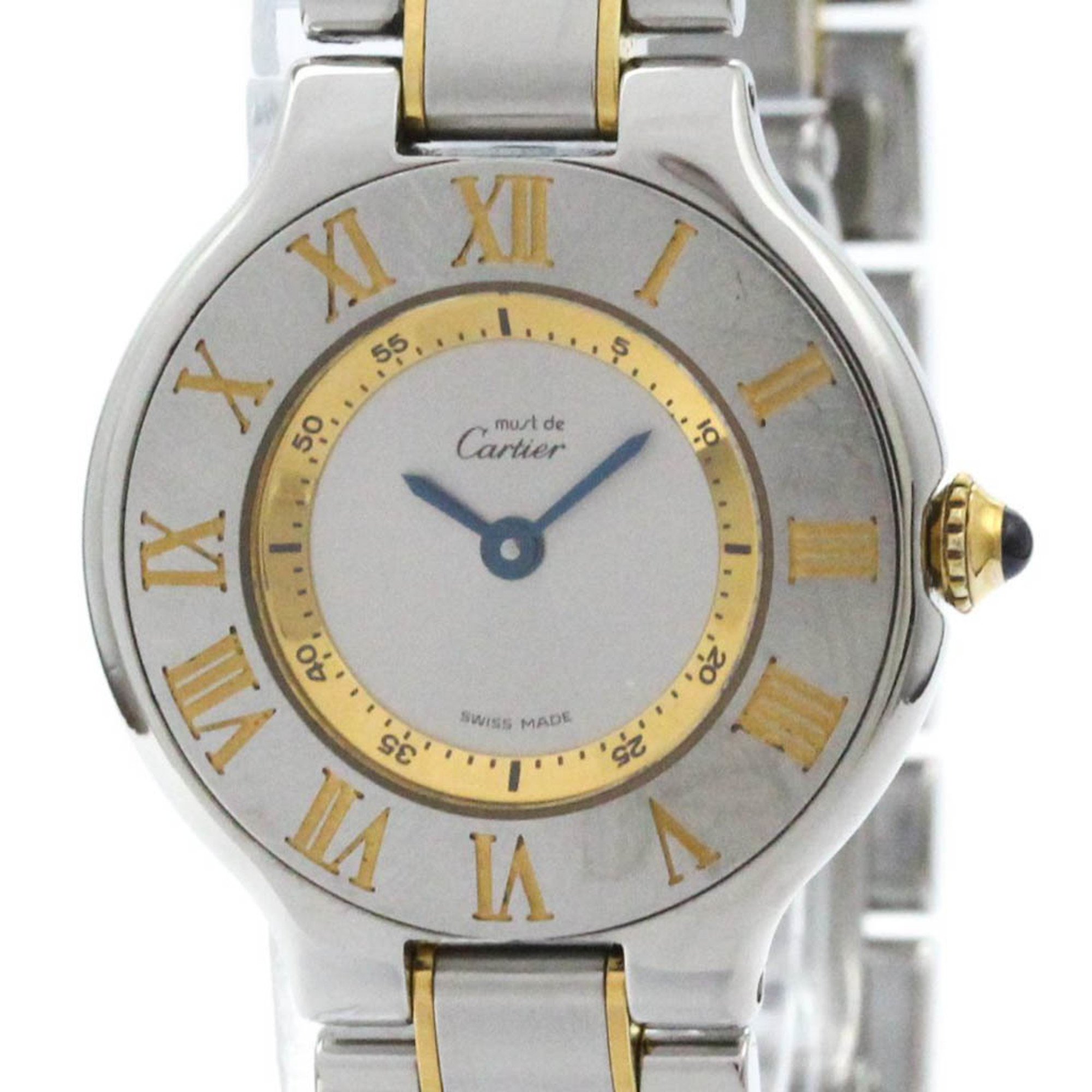 Polished CARTIER Must 21 Gold Plated Steel Quartz Ladies Watch W10073R6 BF576494