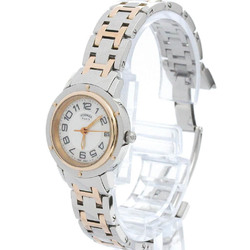 Polished HERMES Clipper Pink Gold Plated Steel Ladies Watch CP1.221 BF576524