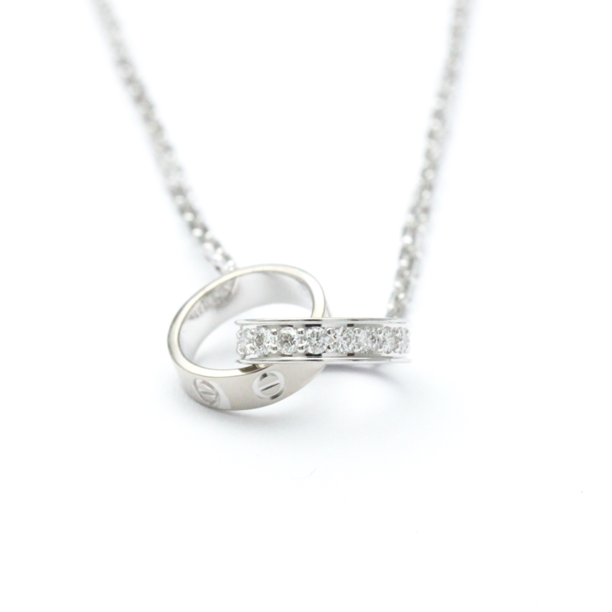 Cartier Baby Love Diamond Necklace White Gold (18K) Diamond Men,Women Fashion Pendant Necklace (Silver)