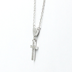 Gucci Heart Cross Diamond Necklace White Gold (18K) Diamond Men,Women Fashion Pendant Necklace (Silver)