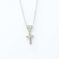 Gucci Heart Cross Diamond Necklace White Gold (18K) Diamond Men,Women Fashion Pendant Necklace (Silver)