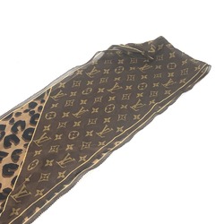 LOUIS VUITTON Louis Vuitton Monogram Leopard Print Shawl Stole Silk Women's Brown