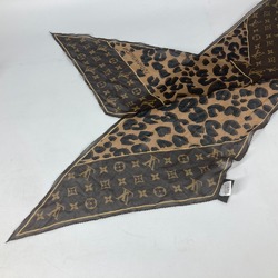 LOUIS VUITTON Louis Vuitton Monogram Leopard Print Shawl Stole Silk Women's Brown