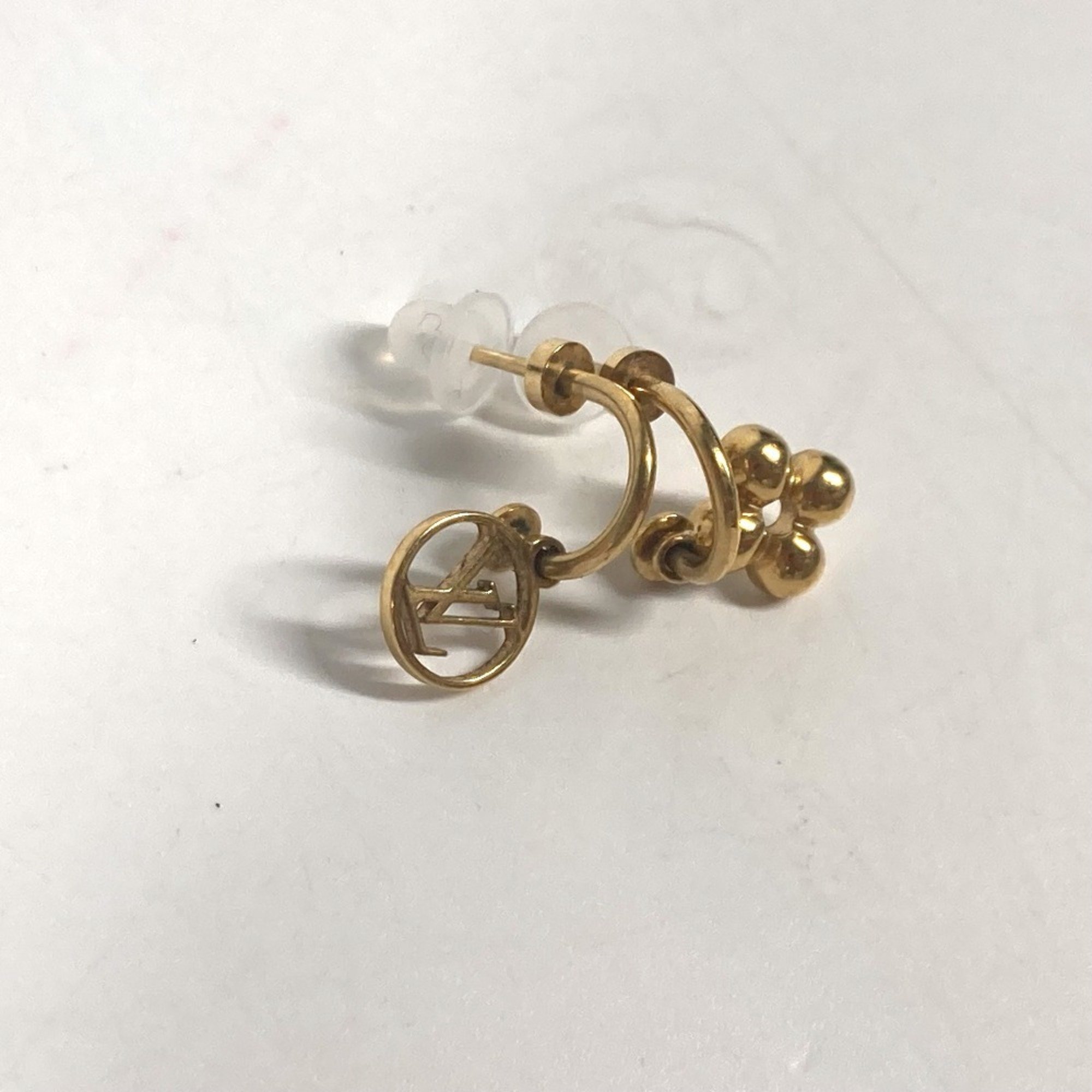 LOUIS VUITTON M64859 Monogram Flower Earrings Blooming Metal Women's Gold