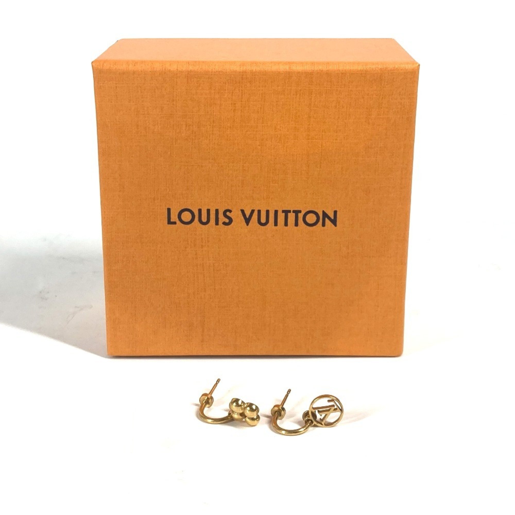 LOUIS VUITTON M64859 Monogram Flower Earrings Blooming Metal Women's Gold