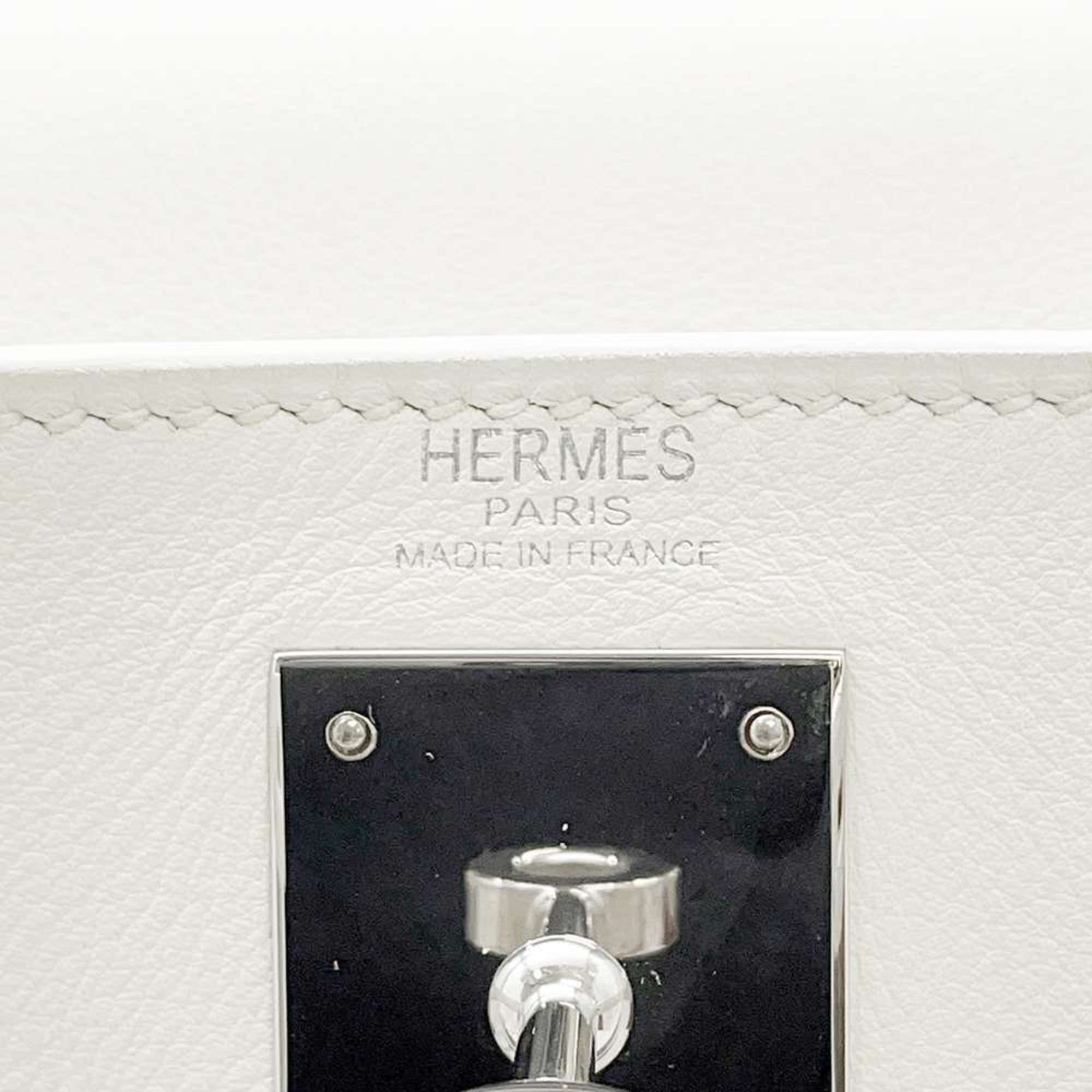 Hermes handbag Kelly 28 in-stitched white khaki Veau Gulliver Toile Gibéchere □K stamp 2way