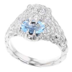 Gucci Ring Lion Head Aquamarine Diamond K18WG Size GUCCI