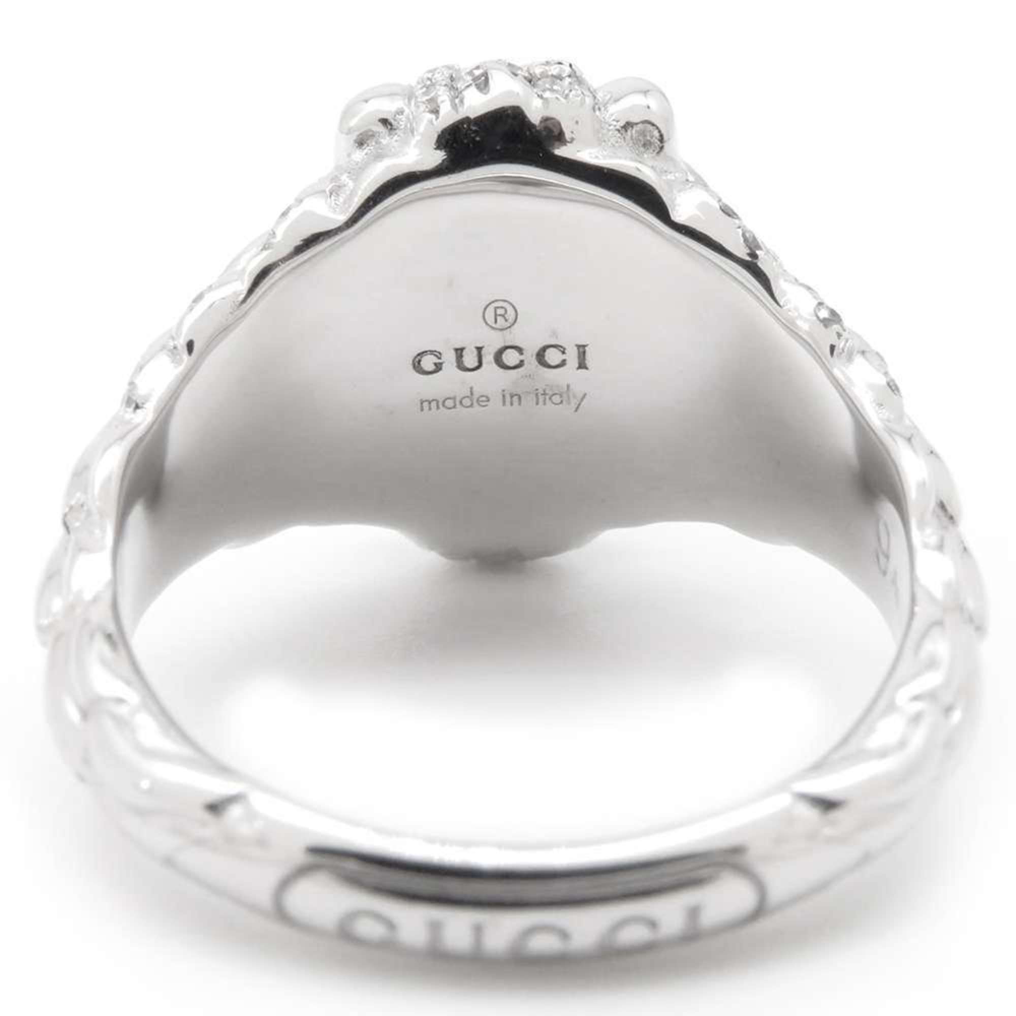 Gucci Ring Lion Head Aquamarine Diamond K18WG Size GUCCI