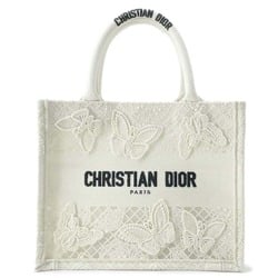 Christian Dior Handbag Book Tote Butterfly Embroidery Small White