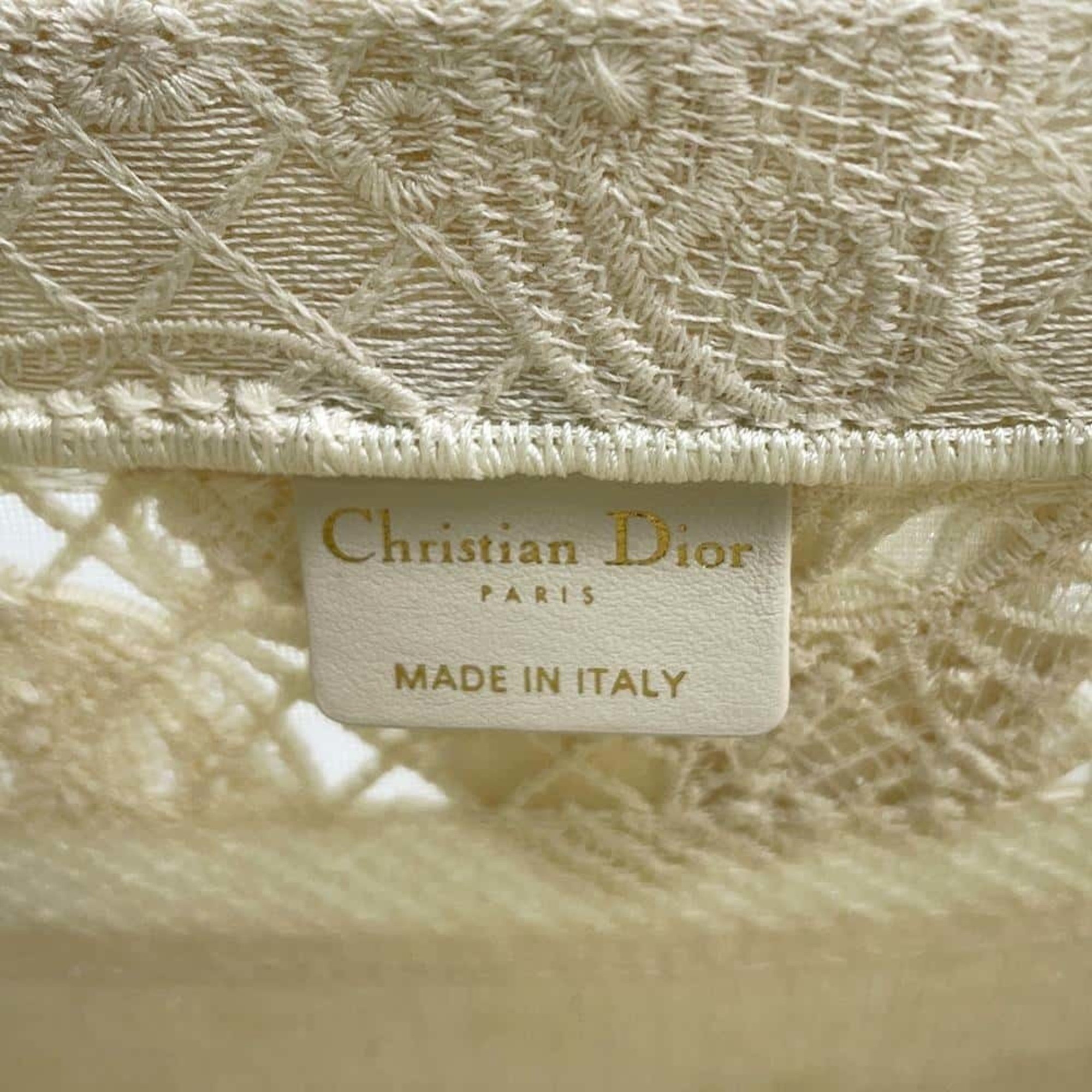 Christian Dior Handbag Book Tote Butterfly Embroidery Small White