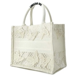 Christian Dior Handbag Book Tote Butterfly Embroidery Small White