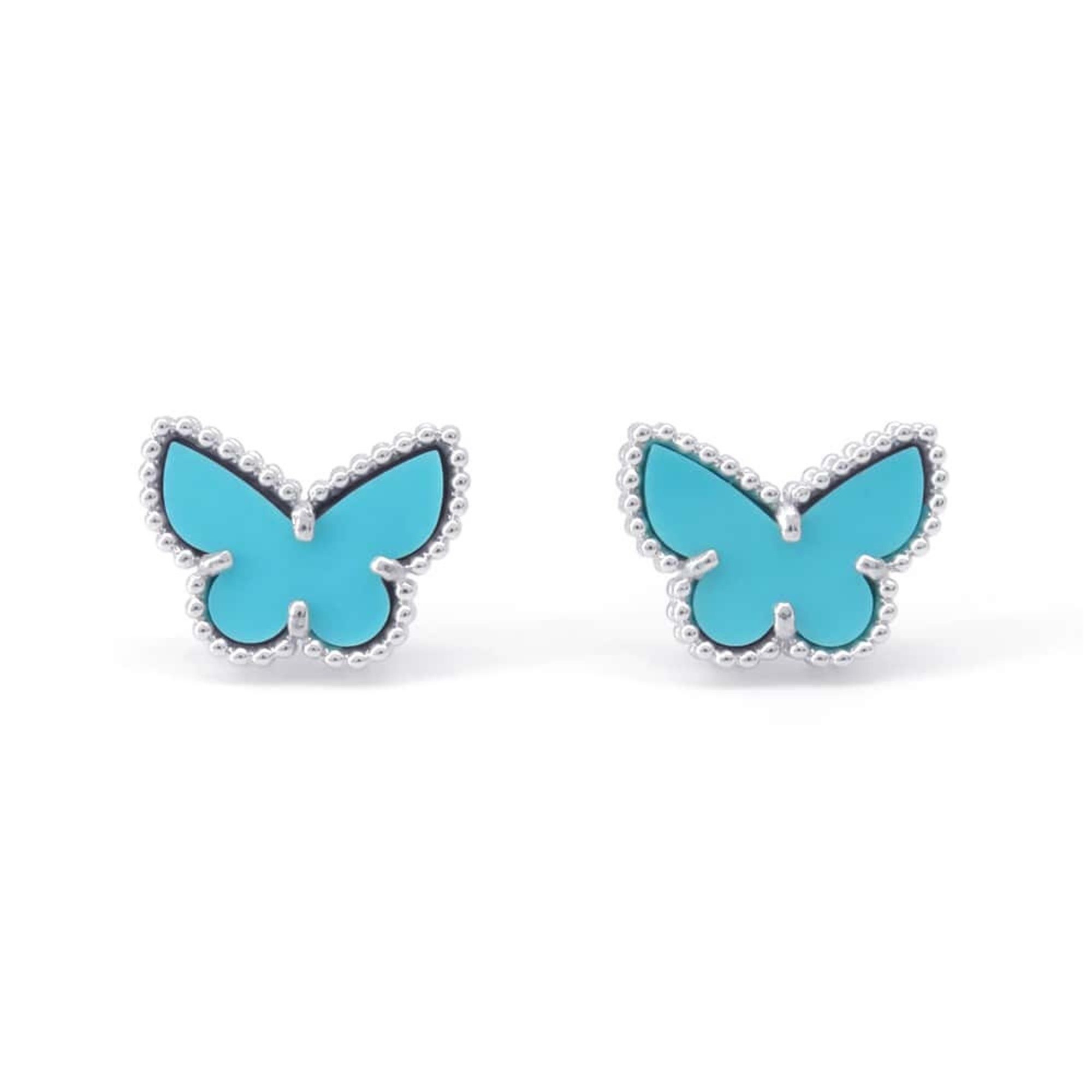 Van Cleef & Arpels Sweet Papillon Earrings Turquoise K18WG White Gold VCARN5JN00