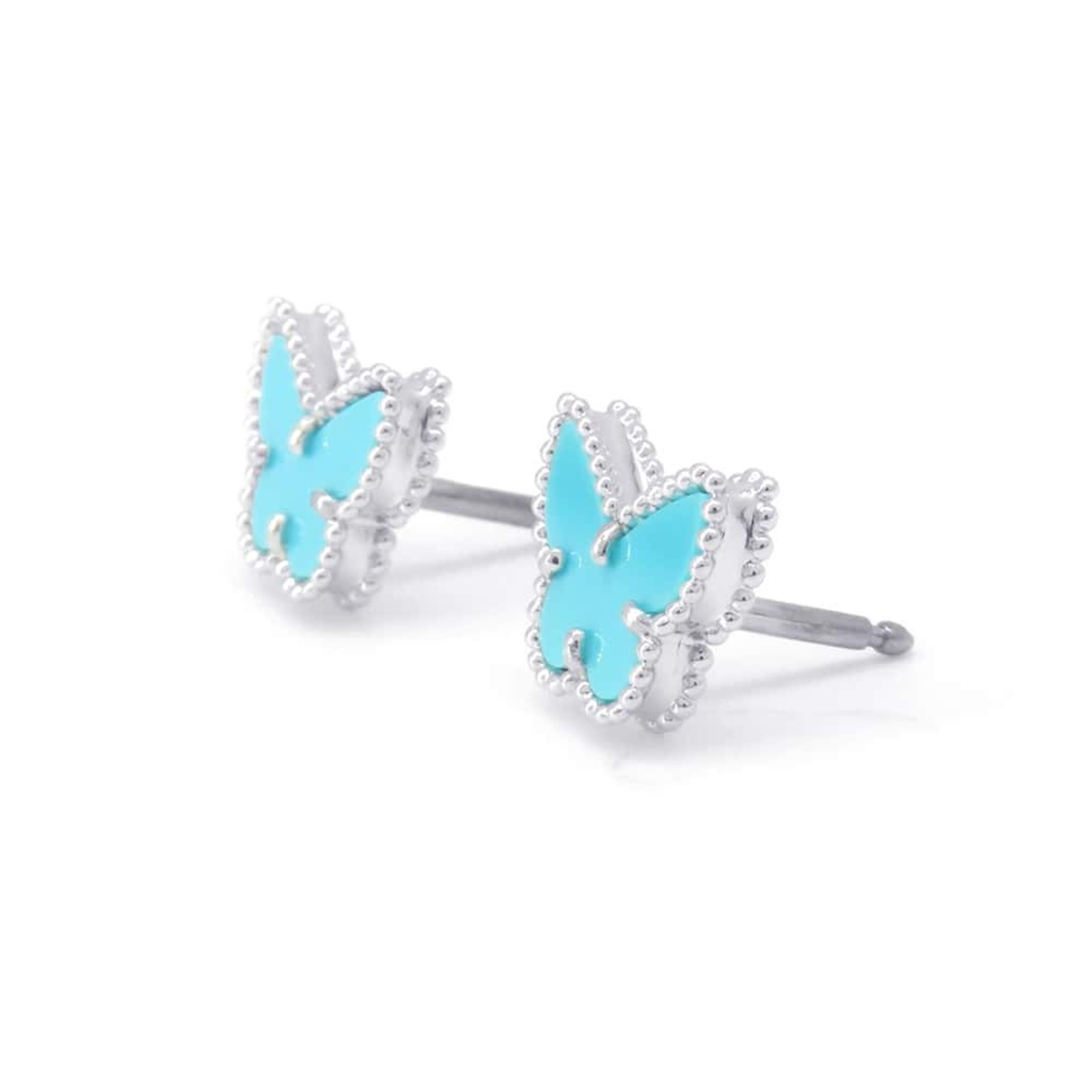 Van Cleef & Arpels Sweet Papillon Earrings Turquoise K18WG White Gold VCARN5JN00