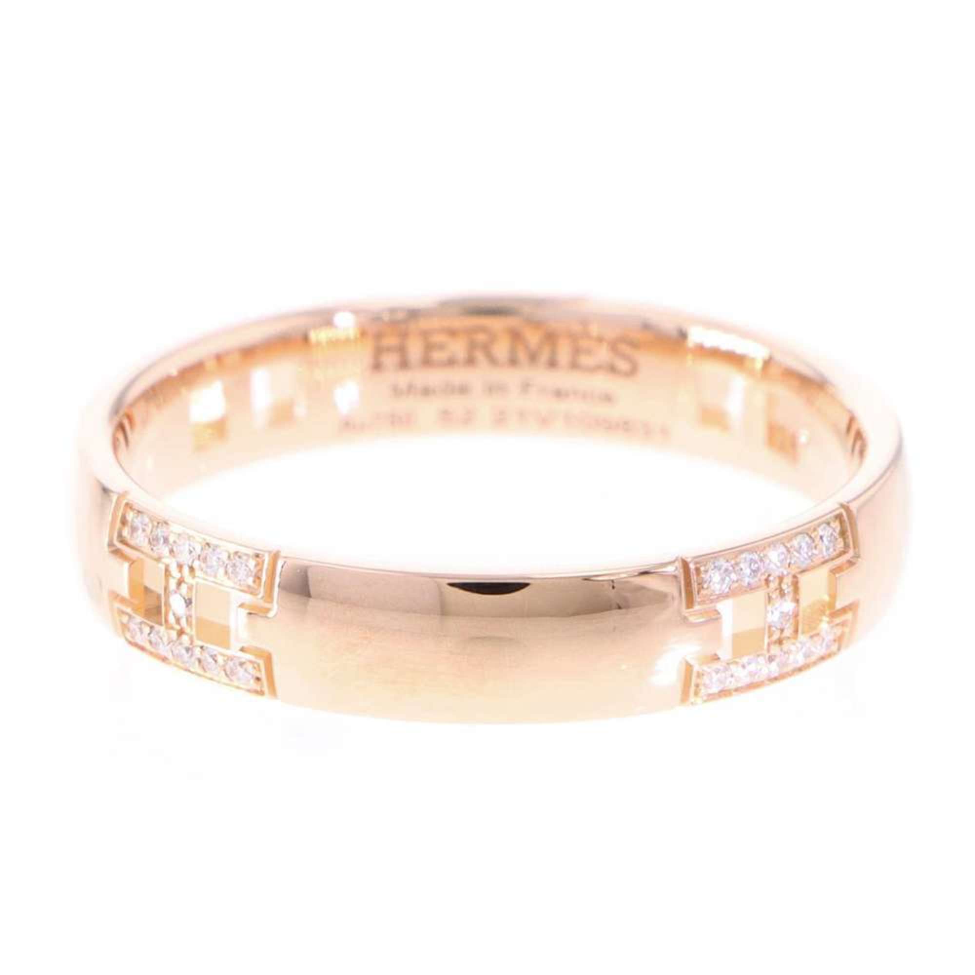 Hermes Ring Ever Hercules Diamond 44P 0.08ct K18PG Pink Gold Size 52 HERMES