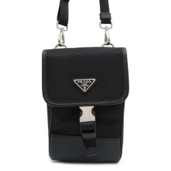 Prada Shoulder Bag Phone Holder Triangle Nylon Leather 2ZH109 PRADA Smartphone Case Black