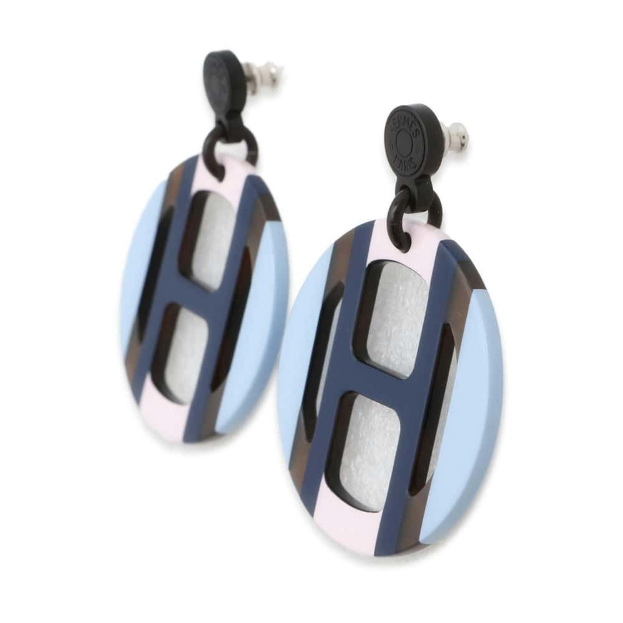 Hermes earrings H Equipe buffalo horn HERMES