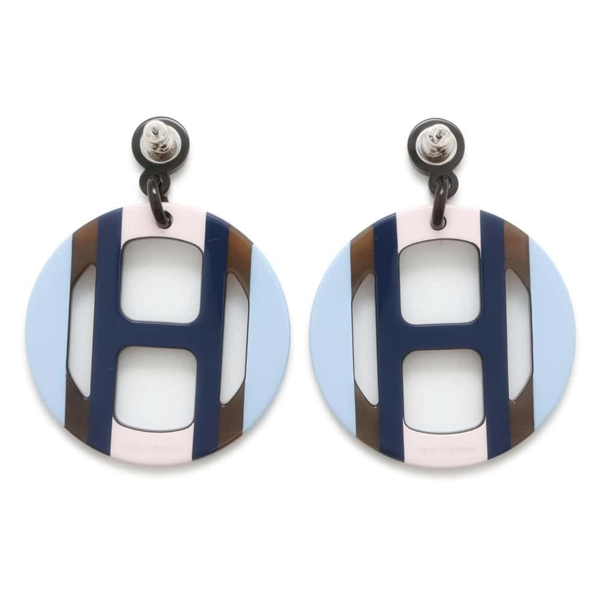 Hermes earrings H Equipe buffalo horn HERMES